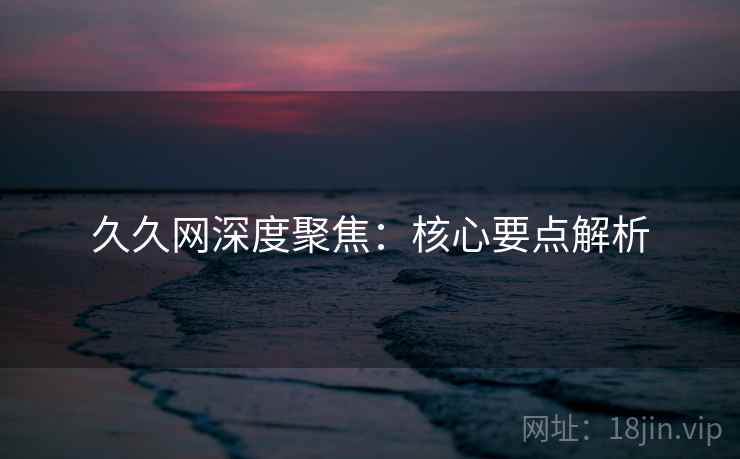 久久网深度聚焦：核心要点解析